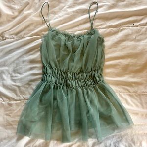 H&M Mint Mesh Babydoll Blouse